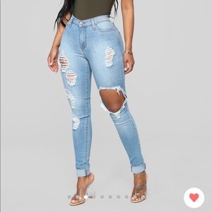 Fashion Nova Glistening Ripped Jeans